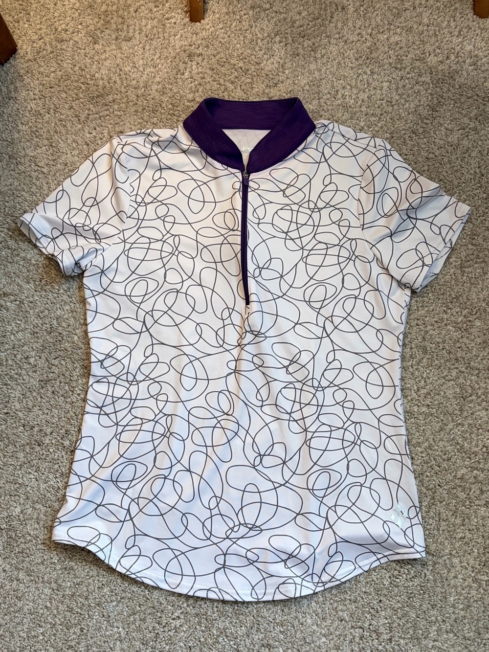 Jofit White Short-Sleeve Golf Polo with Quarter Zip Collar